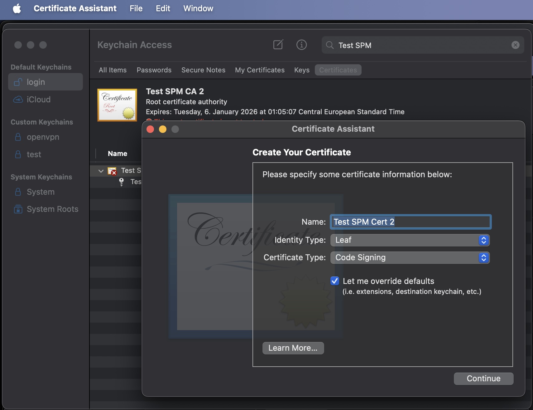 Create Cert 1